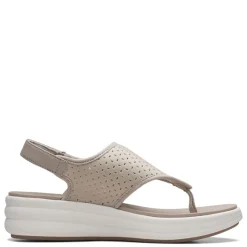 Wedges*Clarks Women's , Drift Blossom Sandal Taupe