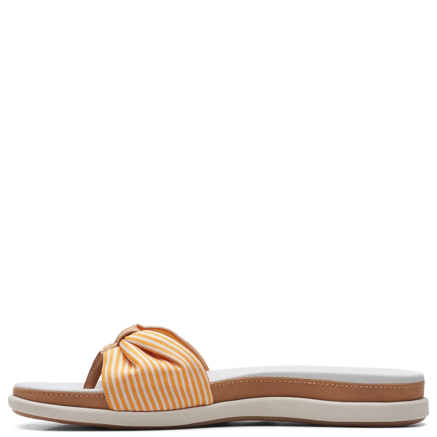 Flip Flops*Clarks Women's , Eliza June Sandal Golden Yellow/Off White Canvas