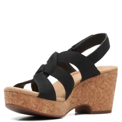 Wedges*Clarks Women's , Giselle Beach Sandal Black Nubuck