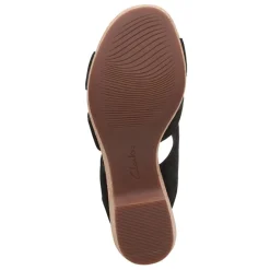 Wedges*Clarks Women's , Giselle Beach Sandal Black Nubuck
