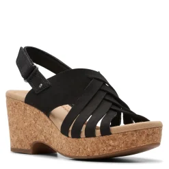 Wedges*Clarks Women's , Giselle Ivy Sandal Black Nubuck