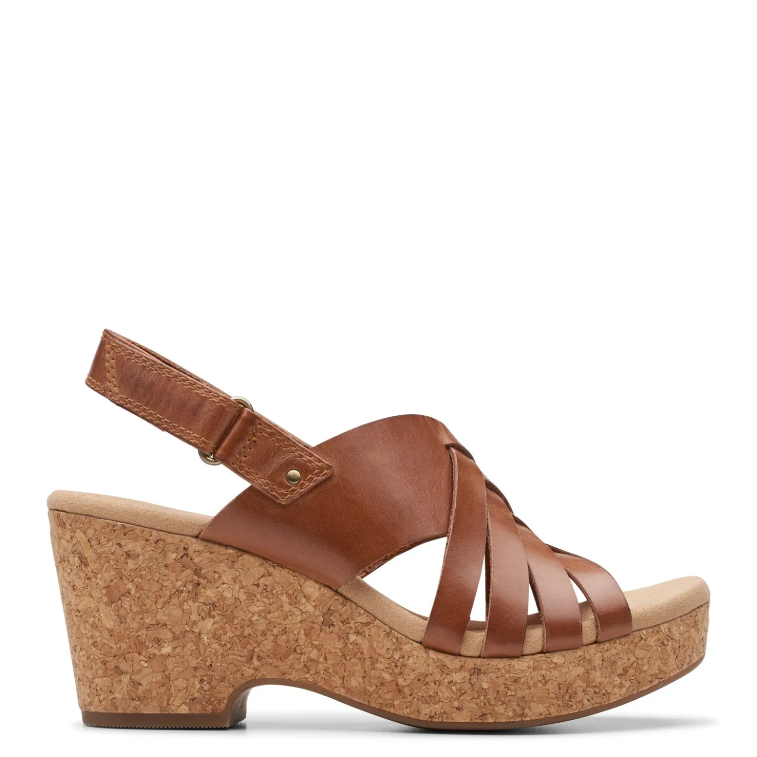 Wedges*Clarks Women's , Giselle Ivy Sandal Tan Leather