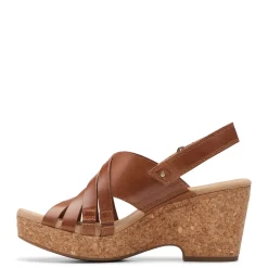 Wedges*Clarks Women's , Giselle Ivy Sandal Tan Leather