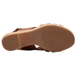 Wedges*Clarks Women's , Giselle Ivy Sandal Tan Leather