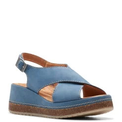 Wedges*Clarks Women's , Kassanda Step Sandal Blue Nubuck