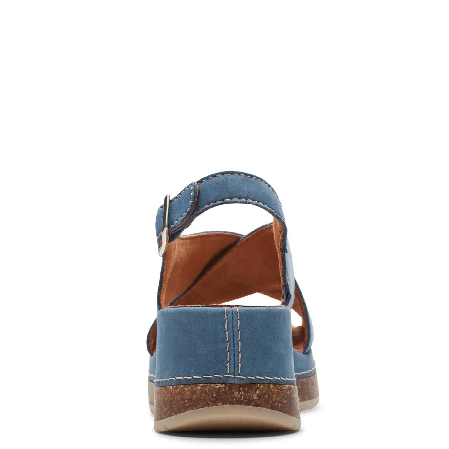 Wedges*Clarks Women's , Kassanda Step Sandal Blue Nubuck