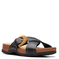 Footbed Sandals*Clarks Women's , Reileigh Bay Sandal Black