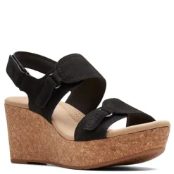 Wedges*Clarks Women's , Rose Lane Sandal Black
