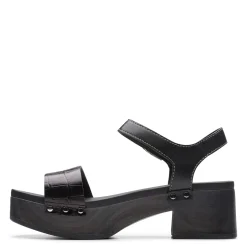 Heeled Sandals*Clarks Women's , Sivanne Bay Sandal Black Interest Leather