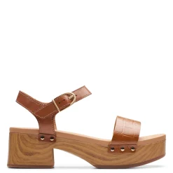 Heeled Sandals*Clarks Women's , Sivanne Bay Sandal Tan Interest Leather