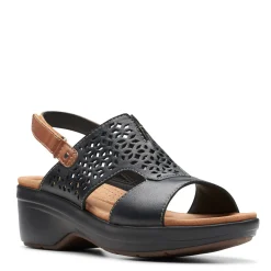 Footbed Sandals*Clarks Women's , Tuleah Sun Sandal Black Leather