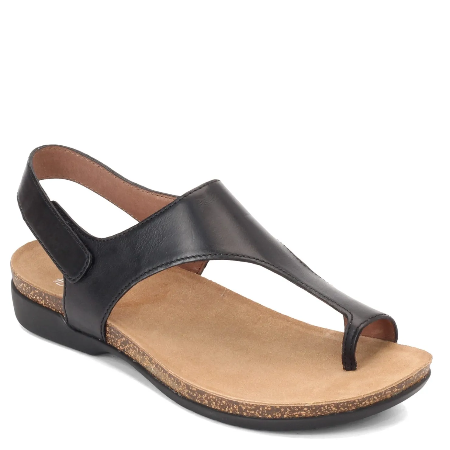 Footbed Sandals*Dansko Women's , Reece Thong Sandals Black Waxy Burnished