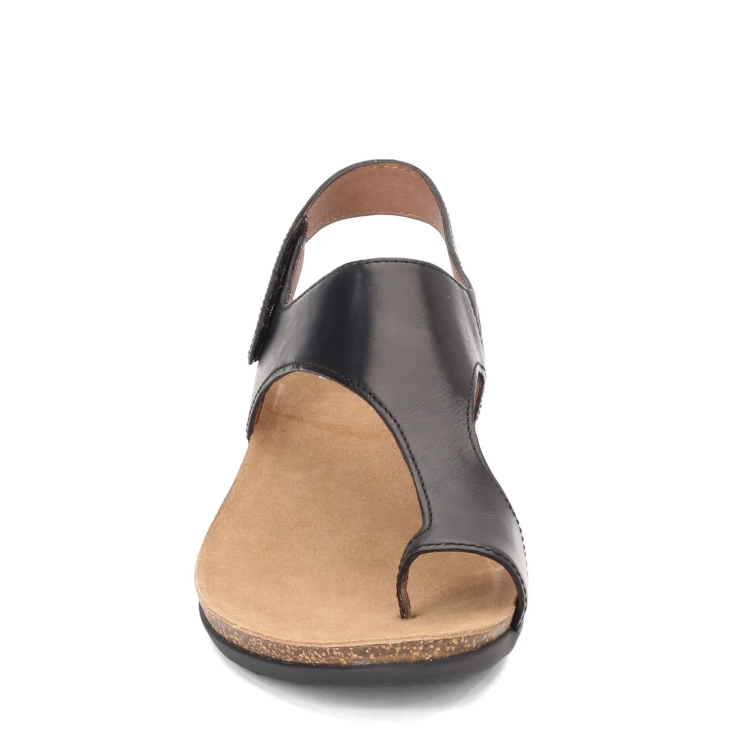 Footbed Sandals*Dansko Women's , Reece Thong Sandals Black Waxy Burnished
