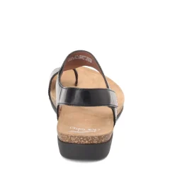 Footbed Sandals*Dansko Women's , Reece Thong Sandals Black Waxy Burnished