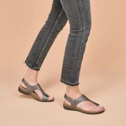 Footbed Sandals*Dansko Women's , Reece Thong Sandal Pewter Metallic