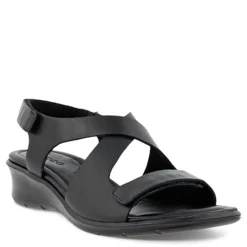 Wedges*ECCO Women's , Felicia Cross Sandal Black