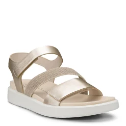 Footbed Sandals*ECCO Women's , Flowt 2 Band Sandal Gold White
