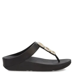 Wedges*FitFlop Women's , Fino Crystal Chain Toe-Post Sandal Black