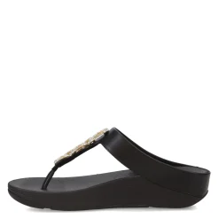 Wedges*FitFlop Women's , Fino Crystal Chain Toe-Post Sandal Black