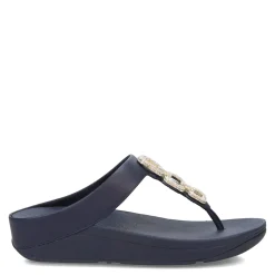 Wedges*FitFlop Women's , Fino Crystal Chain Toe-Post Sandal Midnight Navy