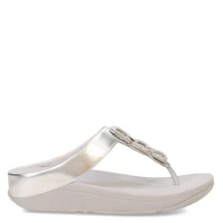 Wedges*FitFlop Women's , Fino Crystal Chain Toe-Post Sandal Silver
