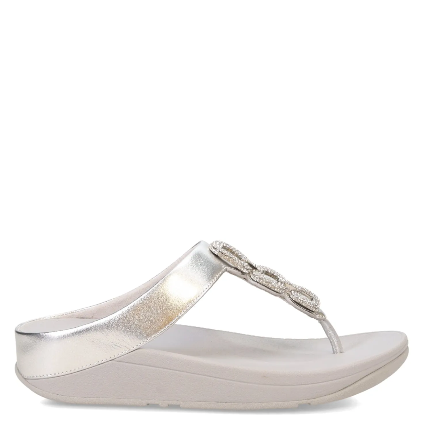 Wedges*FitFlop Women's , Fino Crystal Chain Toe-Post Sandal Silver