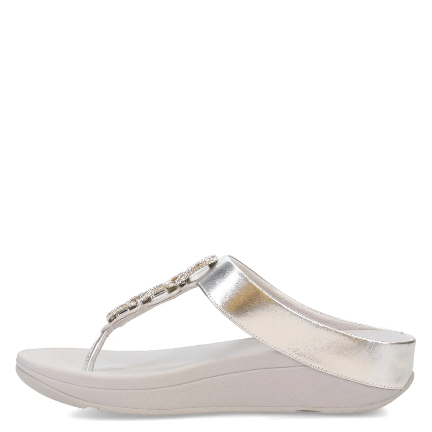 Wedges*FitFlop Women's , Fino Crystal Chain Toe-Post Sandal Silver