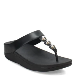 Wedges*FitFlop Women's , Fino Mirror Dome Toe-Post Sandal Black