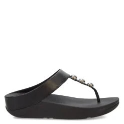Wedges*FitFlop Women's , Fino Mirror Dome Toe-Post Sandal Black
