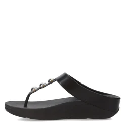 Wedges*FitFlop Women's , Fino Mirror Dome Toe-Post Sandal Black