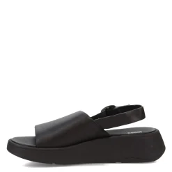 Wedges*FitFlop Women's , F-Mode Leather Flatform Back-Strap Sandal Black
