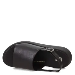 Wedges*FitFlop Women's , F-Mode Leather Flatform Back-Strap Sandal Black