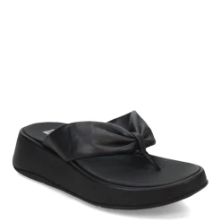 Flip Flops*FitFlop Women's , F-Mode Leather-Twist Toe-Post Sandal Black