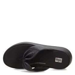 Flip Flops*FitFlop Women's , F-Mode Leather-Twist Toe-Post Sandal Black