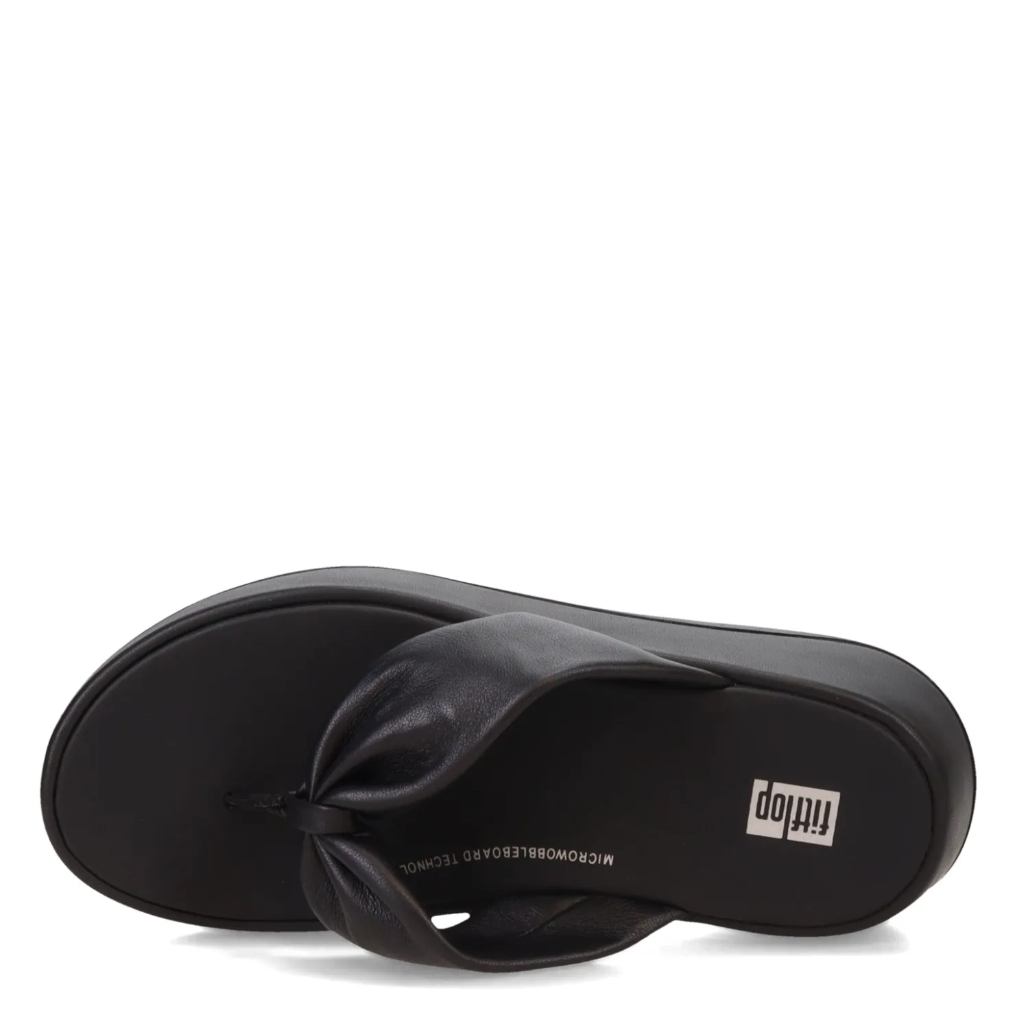 Flip Flops*FitFlop Women's , F-Mode Leather-Twist Toe-Post Sandal Black