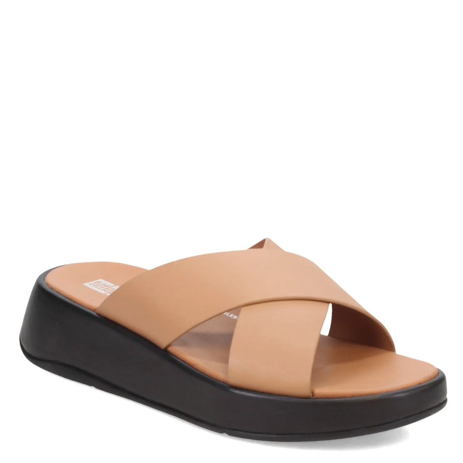 Footbed Sandals*FitFlop Women's , F-Mode Luxe Leather Flatform Cross Slide Tan