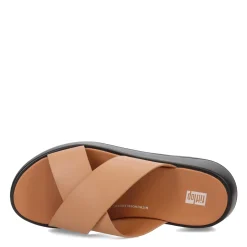 Footbed Sandals*FitFlop Women's , F-Mode Luxe Leather Flatform Cross Slide Tan