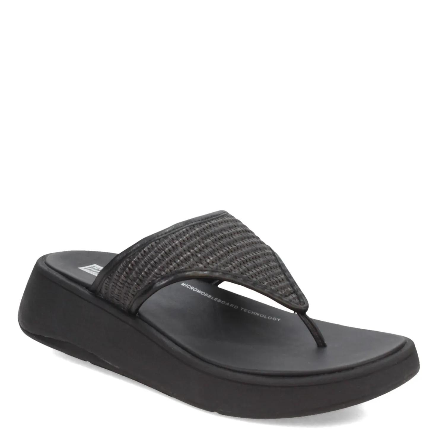 Flip Flops*FitFlop Women's , F-Mode Woven Flatform Toe Post Sandal Black