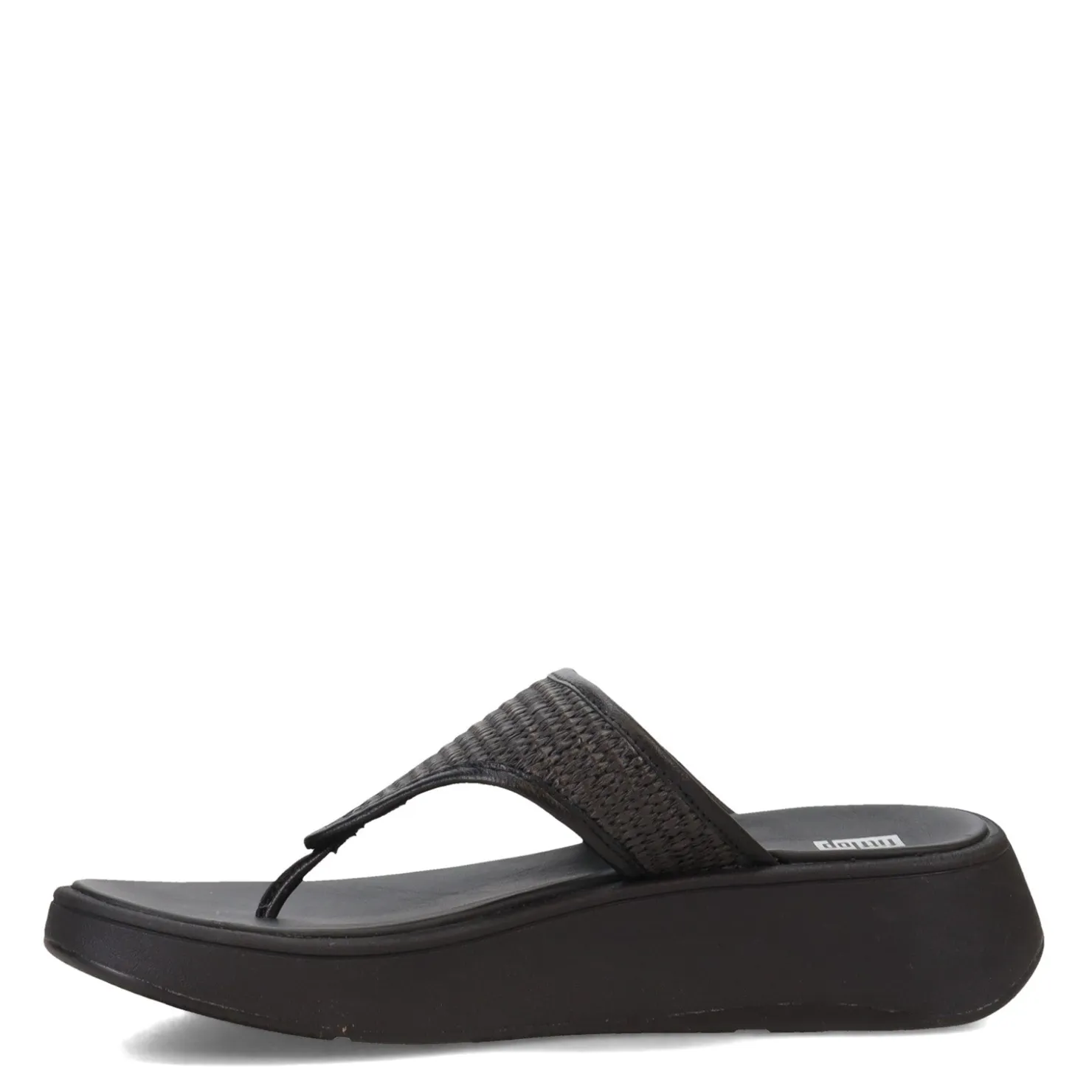 Flip Flops*FitFlop Women's , F-Mode Woven Flatform Toe Post Sandal Black