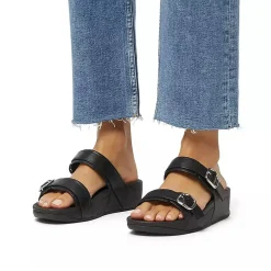 Wedges*FitFlop Women's , Lulu Adjustable Buckle Slide Sandal Black