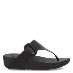 Wedges*FitFlop Women's , Lulu Covered Buckle Thong Sandal Black