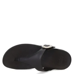 Flip Flops*FitFlop Women's , Lulu Crystal Buckle Thong Sandal Black