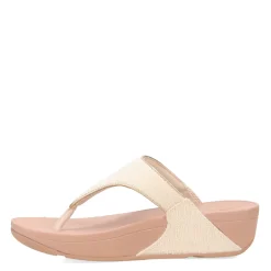 Wedges*FitFlop Women's , Lulu Shimmerweave Thong Sandal Beige