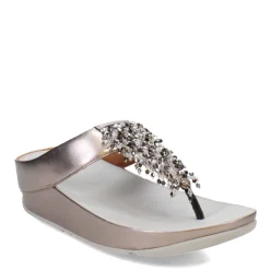 Wedges*FitFlop Women's , Rumba Beaded Metallic Toe-Post Sandal Pewter