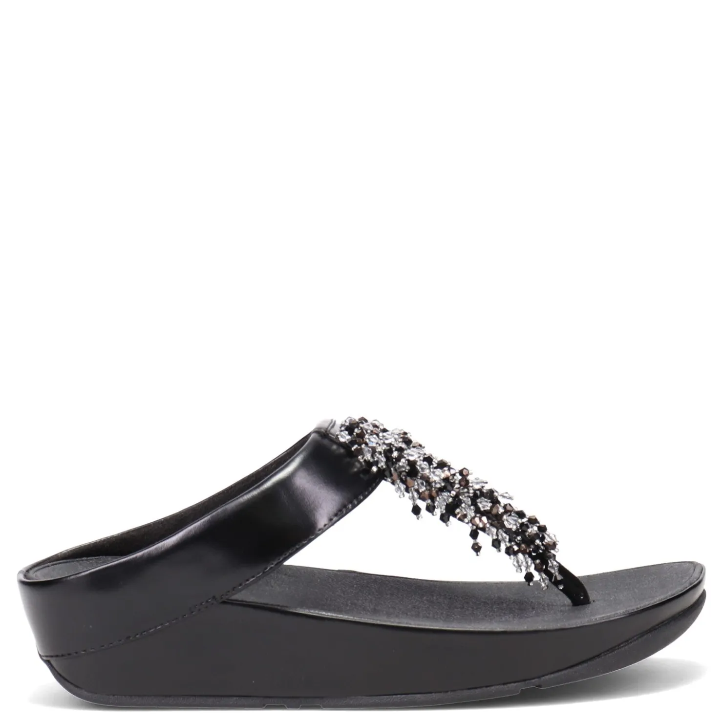 Wedges*FitFlop Women's , Rumba Beaded Toe-Post Sandal Black