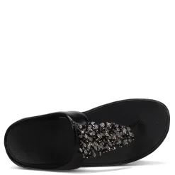 Wedges*FitFlop Women's , Rumba Beaded Toe-Post Sandal Black
