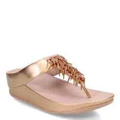 Wedges*FitFlop Women's , Rumba Beaded Metallic Toe-Post Sandal Rose Gold