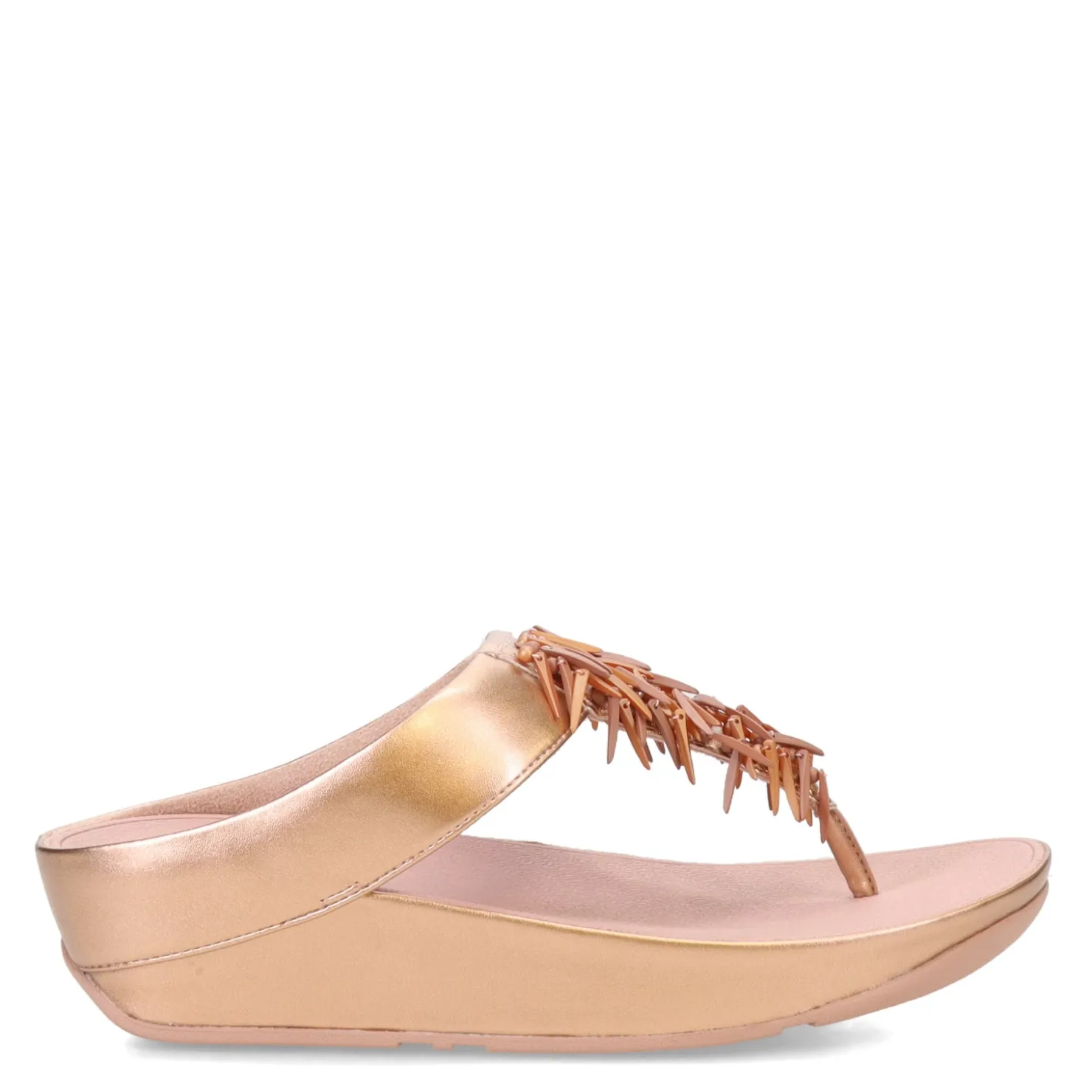 Wedges*FitFlop Women's , Rumba Beaded Metallic Toe-Post Sandal Rose Gold