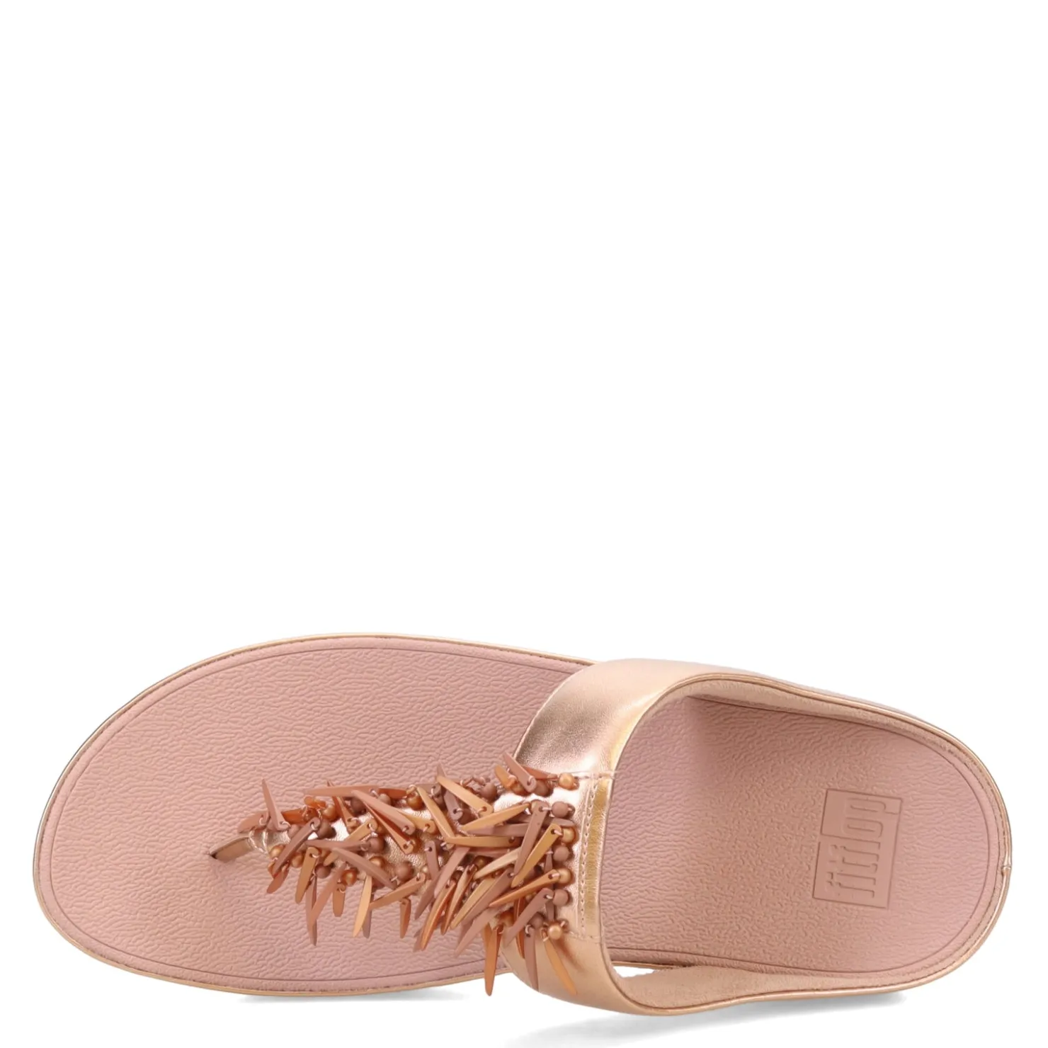 Wedges*FitFlop Women's , Rumba Beaded Metallic Toe-Post Sandal Rose Gold