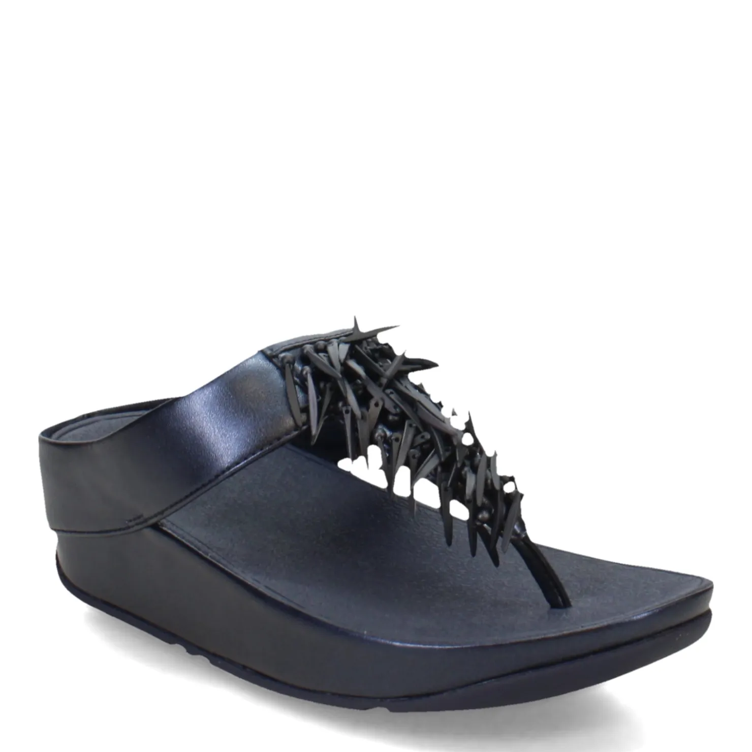 Wedges*FitFlop Women's , Rumba Beaded Metallic Toe-Post Sandal Metallic Navy